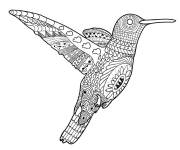 Coloriage Colibri en motif complexe