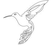 Coloriage Colibri en plume d&eacute;cor&eacute;