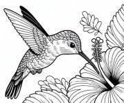 Coloriage Colibri et fleur pour cmp