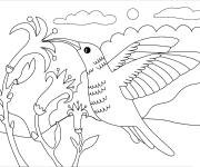 Coloriage Colibri kawaii au nature