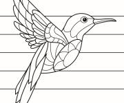 Coloriage Colibri sur vitrail  encadr&eacute;
