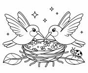 Coloriage Construire un joli petit nid ensemble
