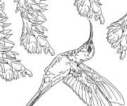 Coloriage Le style abeille volant sur la plante