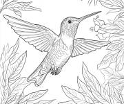 Coloriage Magnifique Colibri avec les ailes ouvertes