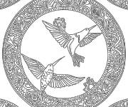 Coloriage Mandala Colibri sacr&eacute;
