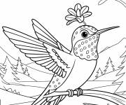 Coloriage Se perchant calmement avec une fleur
