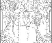 Coloriage Tableau d'oiseaux de Colibri