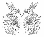 Coloriage Un colibri en disposition sym&eacute;trique