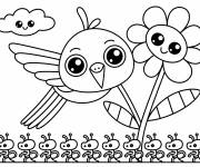 Coloriage Un colibri mignon jette un coup d&rsquo;&oelig;il