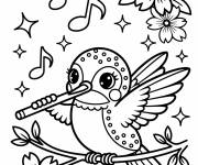 Coloriage Un colibri musicien