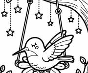Coloriage Un colibri somnole dans une balan&ccedil;oire