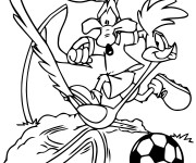 Coloriage Coyote et Bip Bip jouent au ballon