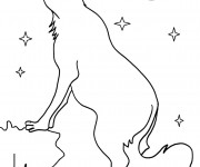 Coloriage Coyote sous la lune