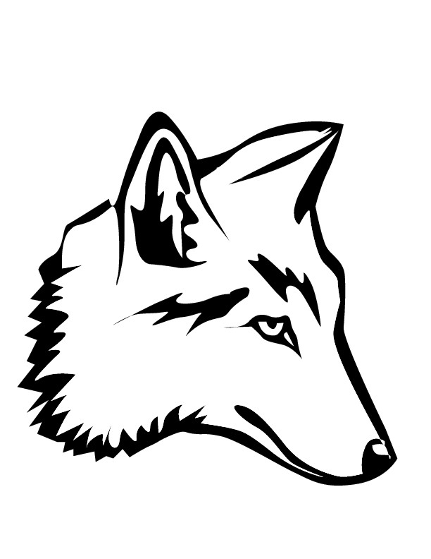 Coloriage et dessins gratuits Tête de Coyote en noir à imprimer