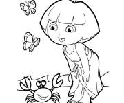Coloriage Crabe avec Dora