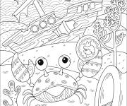 Coloriage Crabe avec le tr&eacute;sor