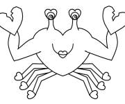 Coloriage Crabe en forme de cœur