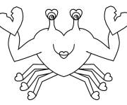 Coloriage Crabe en forme de c&oelig;ur
