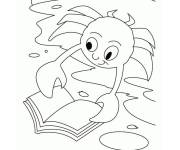 Coloriage Crabe en lisant un livre