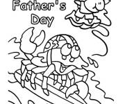 Coloriage Crabe fait du surfing