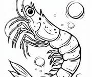 Coloriage Crevette avec des bulles d'air