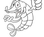 Coloriage et dessins gratuit Crevette mignon avec le signe de victoire à imprimer