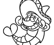 Coloriage Crevette portant un chapeau mexicain