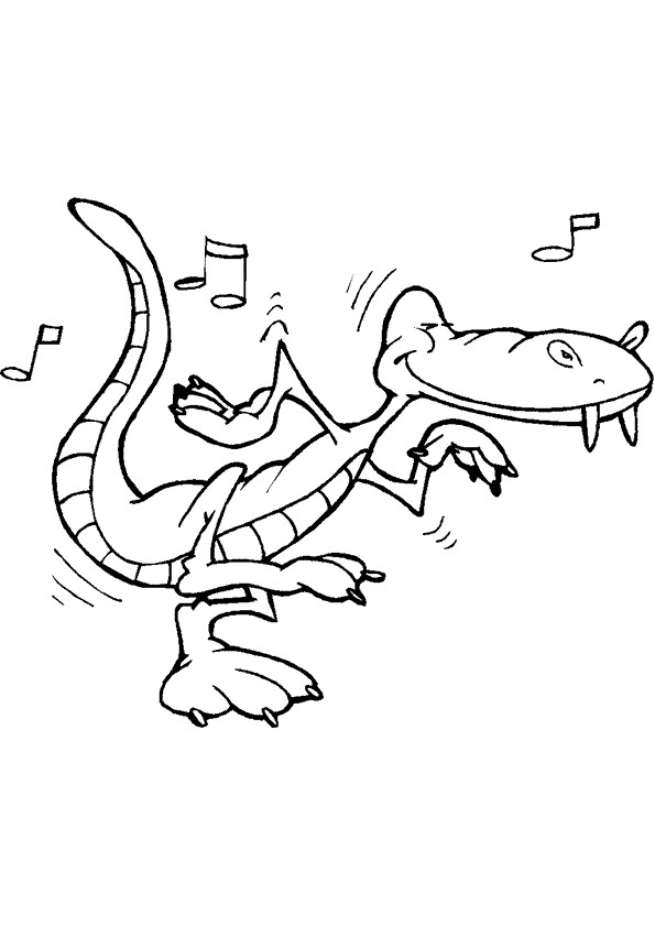 Coloriage et dessins gratuits Crocodile aime la musique à imprimer