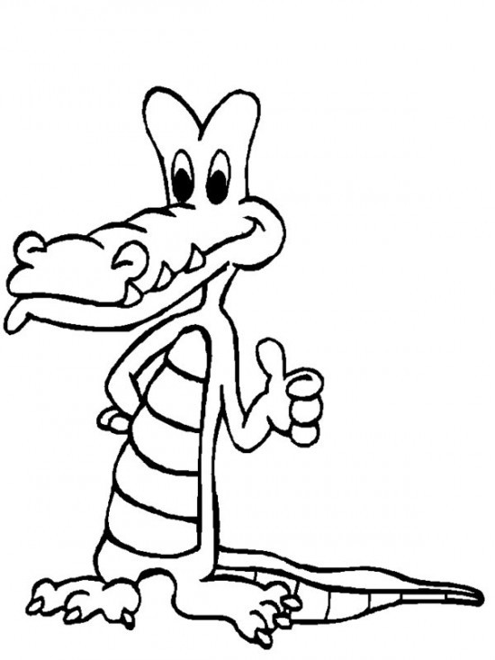 Coloriage et dessins gratuits Crocodile avec signe de victoire à imprimer