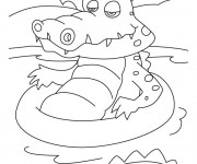 Coloriage Crocodile dans l'eau