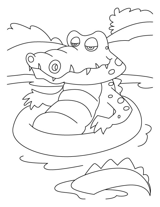 Coloriage Crocodile dans l'eau dessin gratuit à imprimer