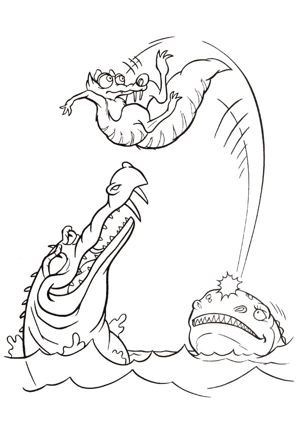Coloriage et dessins gratuits Crocodile en attendant son repas à imprimer
