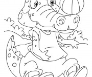 Coloriage Crocodile et ballon de basket