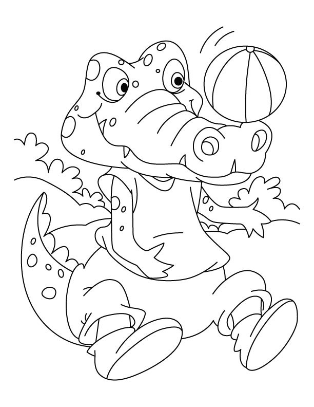 Coloriage et dessins gratuits Crocodile et ballon de basket à imprimer