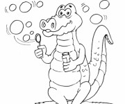Coloriage Crocodile et bulles de savon