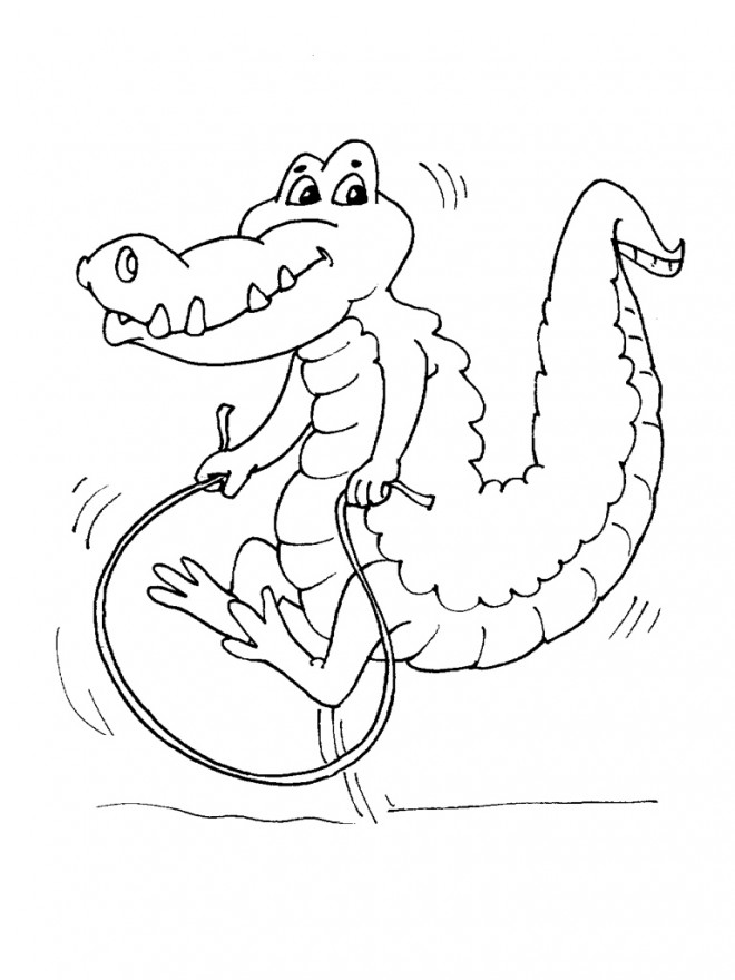 Coloriage et dessins gratuits Crocodile et corde à sauter à imprimer
