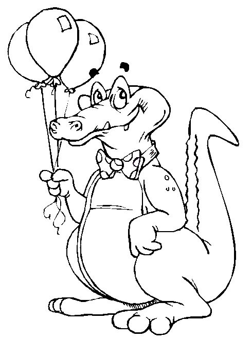 Coloriage et dessins gratuits Crocodile porte des ballons à imprimer