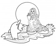 Coloriage Dauphin et la sirène de la mer