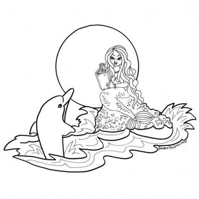 Coloriage et dessins gratuits Dauphin et la sirène de la mer à imprimer