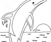 Coloriage et dessins gratuit Dauphin sort de la mer à imprimer