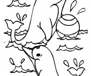 Coloriage Dauphins s'amusent avec le ballon