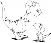 Coloriage et dessins gratuit Deux petits Dinosaures à imprimer