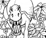 Coloriage Dinosaure attaquant