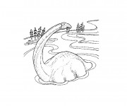 Coloriage Dinosaure Diplodocus qui mange