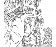 Coloriage Dinosaures dans la forêt