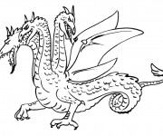 Coloriage et dessins gratuit Dragon à trois têtes à imprimer
