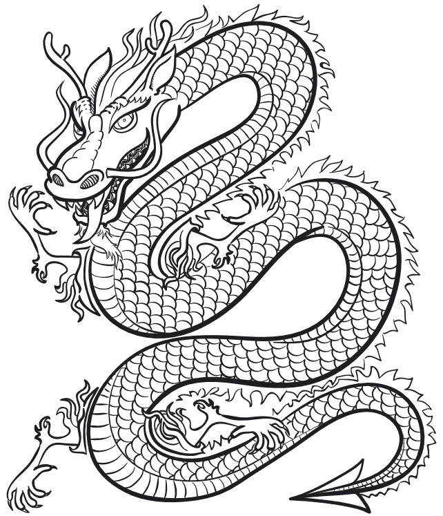 Coloriage et dessins gratuits Dragon chinois lègendaire à imprimer