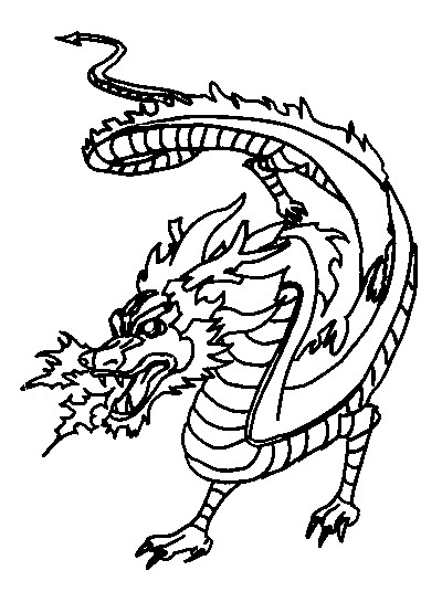 Coloriage Dragon de feu dessin gratuit à imprimer