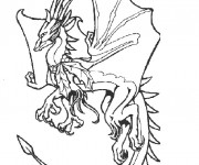 Coloriage et dessins gratuit Dragon en ouvrant ses aigles à imprimer
