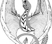 Coloriage Image de Dragon noir et blanc